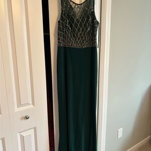 Adrianna Papell Emerald Green Beaded Maxi Dress